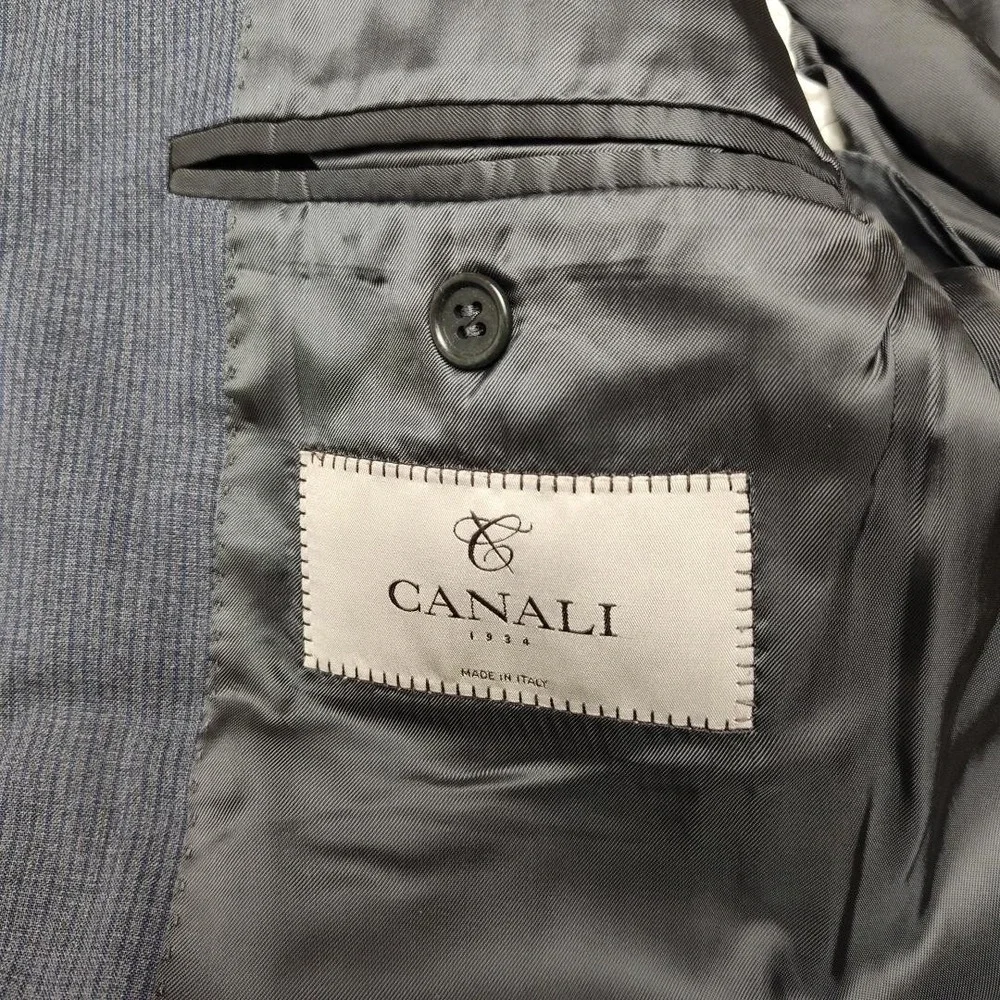 Canali Suit‎ Jacket Mens 52 42R Gray Pinstripe Wool 2 Button Blazer Made Italy
